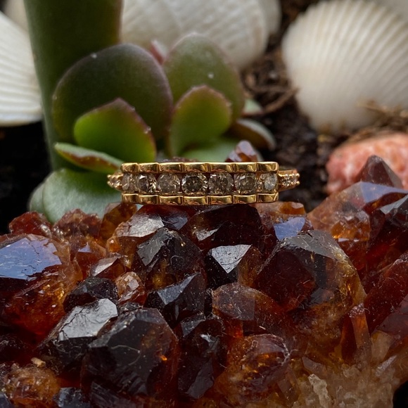 10k Yellow Gold Large Diamond Ring - Picture 1 of 14